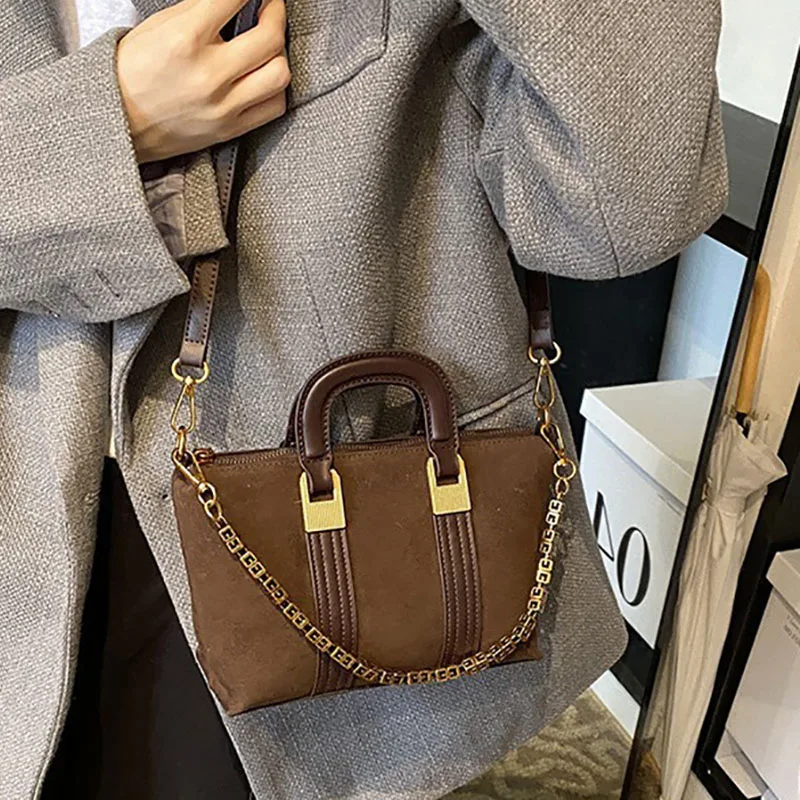 Women'S Bag 2024 Retro Matte Bag New Trendy And Versatile Crossbody Bag Fashion Chain Hand-Held Small Square Bag