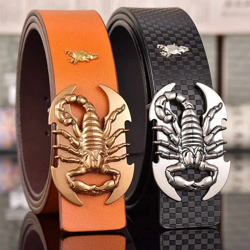 

Metal Scorpion Shape 3D Buckle Belts Men Leather Luxury Brand Automatic Buckle Punk Belt Male Quality Designer Belt Animal 2025