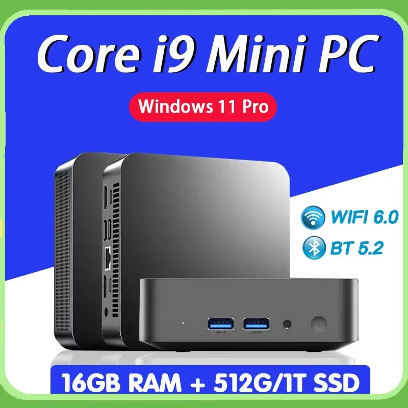 2026 Portable Mini PC Gamer Windows 11 Mini Computer 16GB 1/2TB SSD TypeC WiFi 6 BT 5.2 Gaming PC Desktop CoreI9 8950HK/ N150