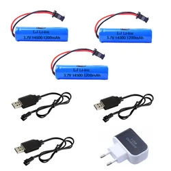 Batteria Lipo 3.7V 1200mah 14500 spina SM-2P con caricabatterie per C2 D828 RC Stunt Dump accessorio giocattolo per auto 3.7V batteria RC di alta qualità