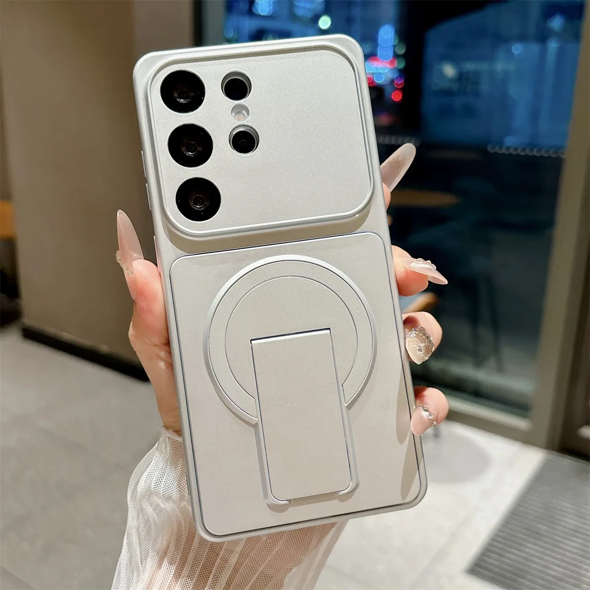 Matte Magnetische Halterung Handyhülle für Samsung Galaxy S26 S24 S22 Ultra S23 Plus S21 FE S25 Edge Objektivschutz Harte Abdeckung