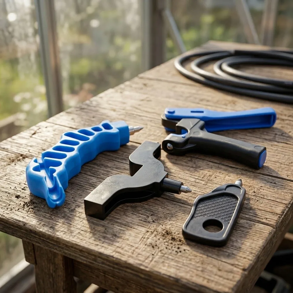 4-Tool Hose Punch Kit for Irrigation Systems Featuring Robust Construction and Compatibility with Standard Garden Fittings