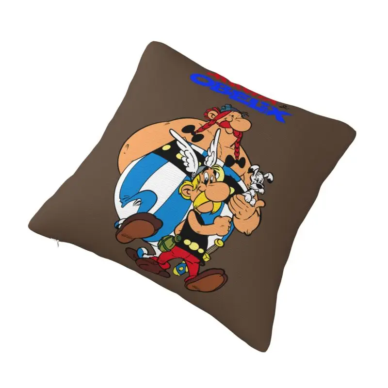 Custom Nordic Style Asterix And Obelix Adventure Comic Cushion Covers 40x40cm Polyester Pillow for Car Square Pillowcase