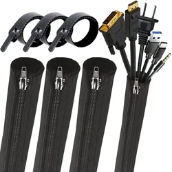 3/1pcs Zipper Cable Sleeve Flexible Wire Cable Management Cable Wire Protector PC Computer Cable Organizer Cord Wrap Cover