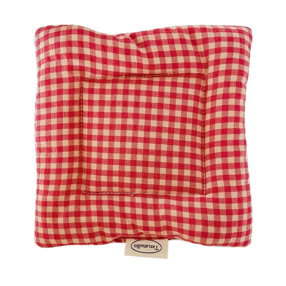 

Винтажная подставка ручной работы в корейском стиле с клетчатым узором, изоляционный коврик, мягкий эстетический дизайн, хлопковая подставка, кухонный аксессуар