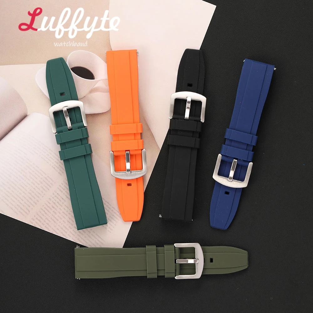 Men Women Soft Silicone Watch Band 20mm 22mm Quick Release Spring Bar Fashion Casual Replacement Watch Strap