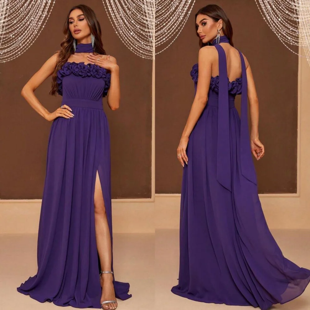 

Customized Chiffon Draped Pleat Ruched Clubbing A-line Strapless Bespoke Occasion Gown Long Dresses Evening Saudi Arabia Prom