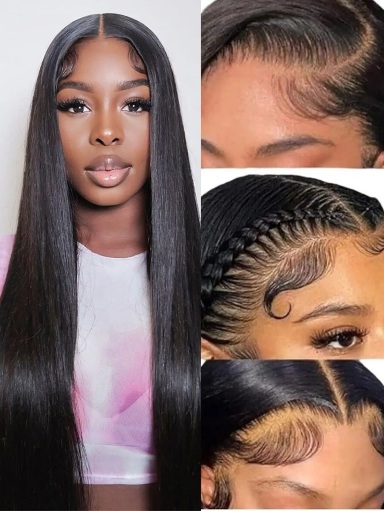 100% cabelo humano 13x4 osso em linha reta frente do laço perucas de cabelo humano 30 Polegada 13x4 peruca frontal do laço para mulher pré arrancado