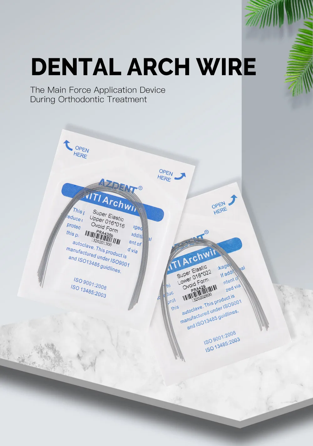 10 Stück/Packung AZDENT Dental Kieferorthopädische NITI Runde Rechteckige Bogendrähte Superelastisch Ovale Form Ober- und Unterkiefer – Detail 1