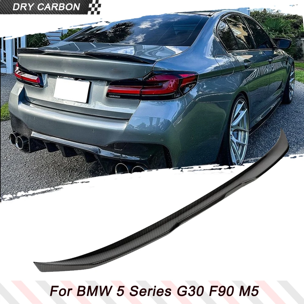

Сухой автомобильный задний багажник из углеродного волокна, гоночный спойлер, спойлер для багажника, спойлер для BMW 5 серии G30 F90 M5 Sedan 2017-2023, заднее крыло автомобиля