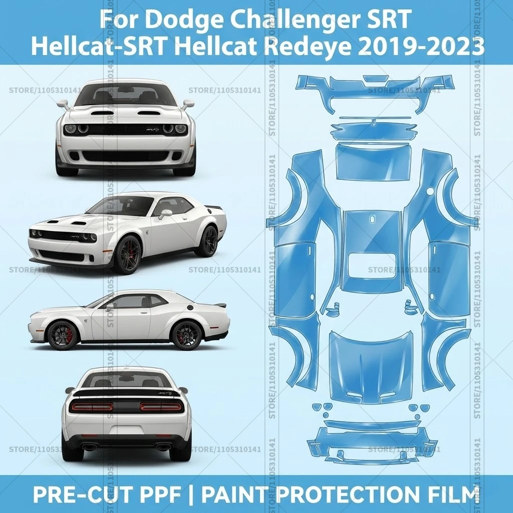 

For Dodge Challenger SRT Hellcat-SRT Hellcat Redeye 2019-2023 Pre-Cut Paint Protection Film PPF Transparent Car Film Automotive