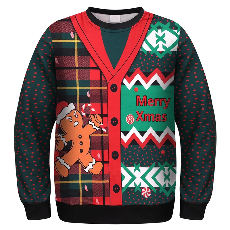 

3D Printed Christmas Tree Deer Sweatshirts For Men Cosplay Pattern Long Sleeves Casual Loose Unisex Pullover O-Neck Hoodies