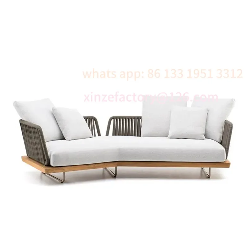 

Customizable Outdoor sofa courtyard sunscreen terrace garden rattan teak furniture balcony leisure combination