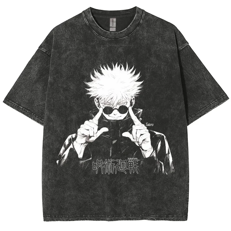 Anime Jujutsu Kaisen Gojo Satoru T Shirts Washed Men Women Cotton Harajuku T-Shirts Ryomen Sukuna Retro for Men Women Tops Tees image 4