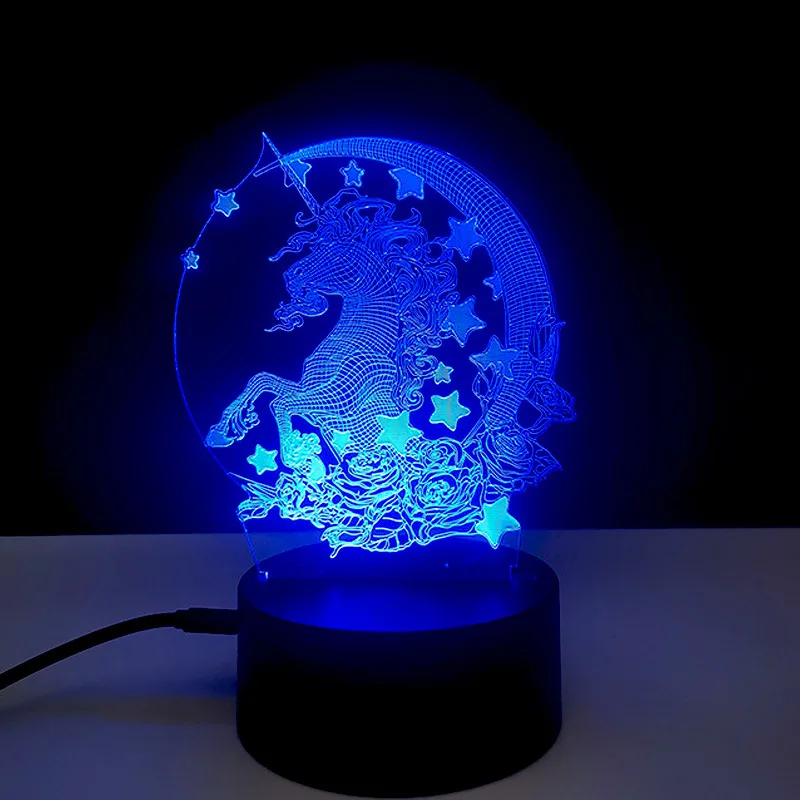 3d Nachtlampje Unicorn Serie Led Styling Light Touch Afstandsbediening Creatieve Geschenktafel Licht Schattig Cadeau Voor Vrienden