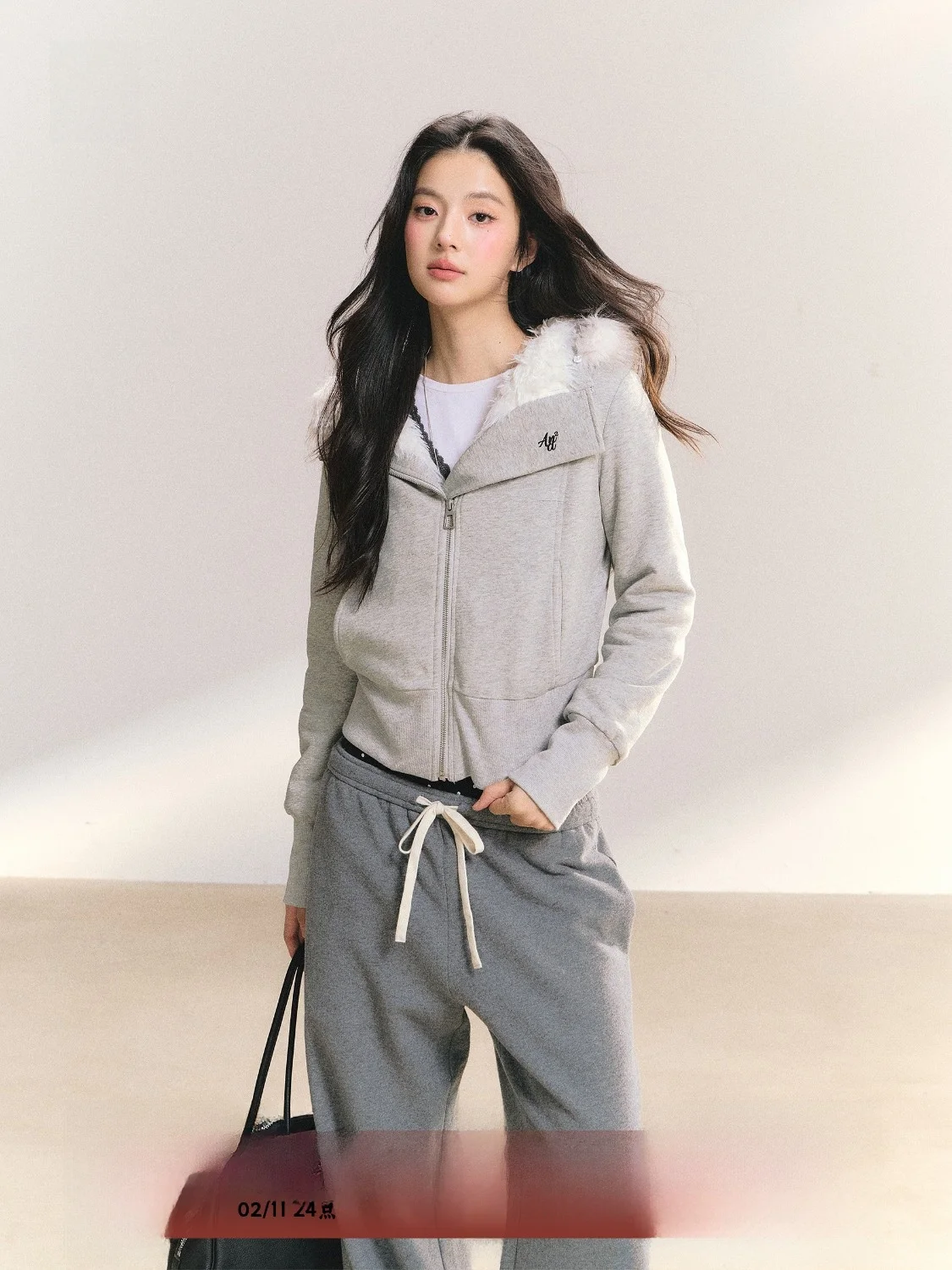 

ay Wind S Casual Hooded Fce Lined Slim Fit Jaet Sweatirt ort Top Women's Faion Korean Sle Zipper Closure