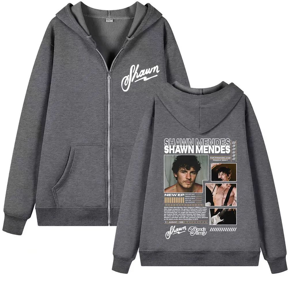 Cantor shawnendes álbum tour 2025 gráfico zip up hoodies moda masculina hip hop moletom de grandes dimensões manga longa pullovers com zíper
