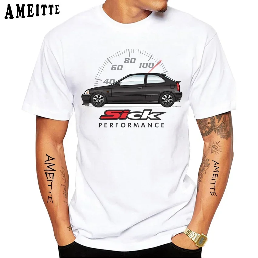 

New Summer Men Short Sleeve Civic Sick Performance Design Classic T-Shirt Car Sport Love Boy Casual Tops Fashion White Tees