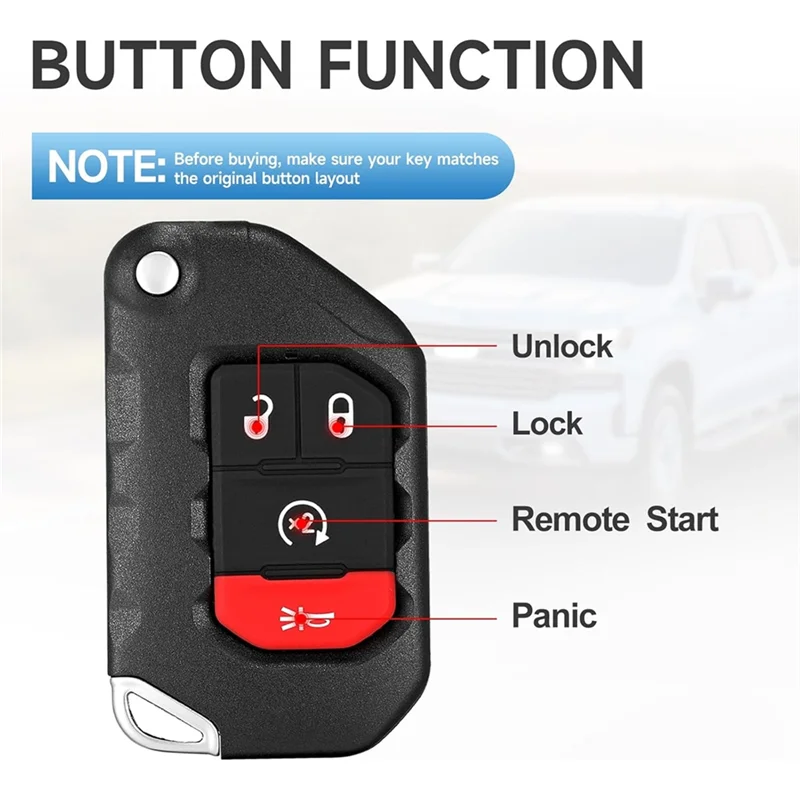 AAAEL-Fits For Jeep Wrangler 2018-2024 Smart Key Fob Replacement Remote Control For Jeep Gladiator Proximity Keyless Entry