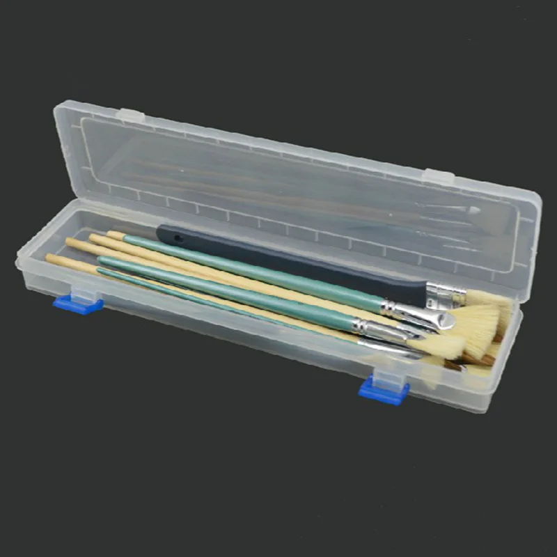 White Storage Box 33x7x3.5cm For Brushes Painting Pencils Watercolour Pen Container Drawing Tools Organizer Plastic Beading Box