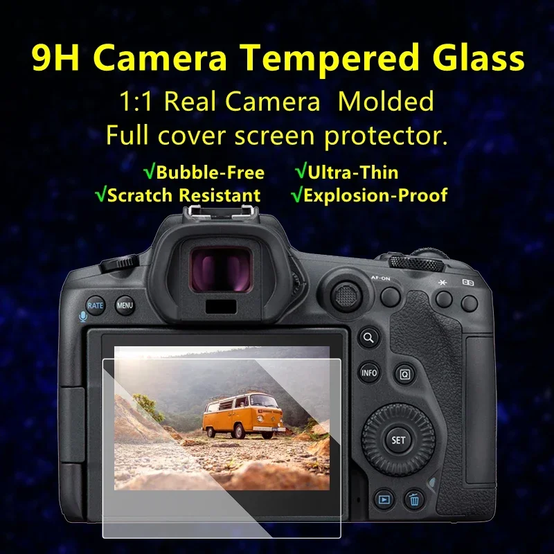 for Canon EOS R5 Protective Film Self-adhesive Tempered Glass Main LCD + Top Info Shoulder Screen Protector Cover Guard