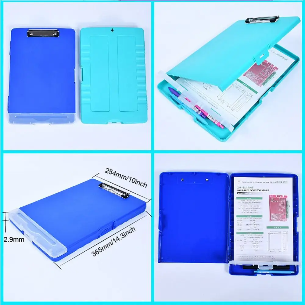 1PC Plastic Storage Clipboard File Box Case Document File Folders Clipboard Writing Pad Stationery School Office Supplies