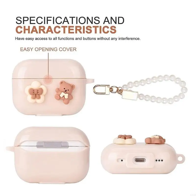 Pearls Chain Silicone Cover for 3 2025 Earbuds Shockproof Protective Case With Charm 83CE