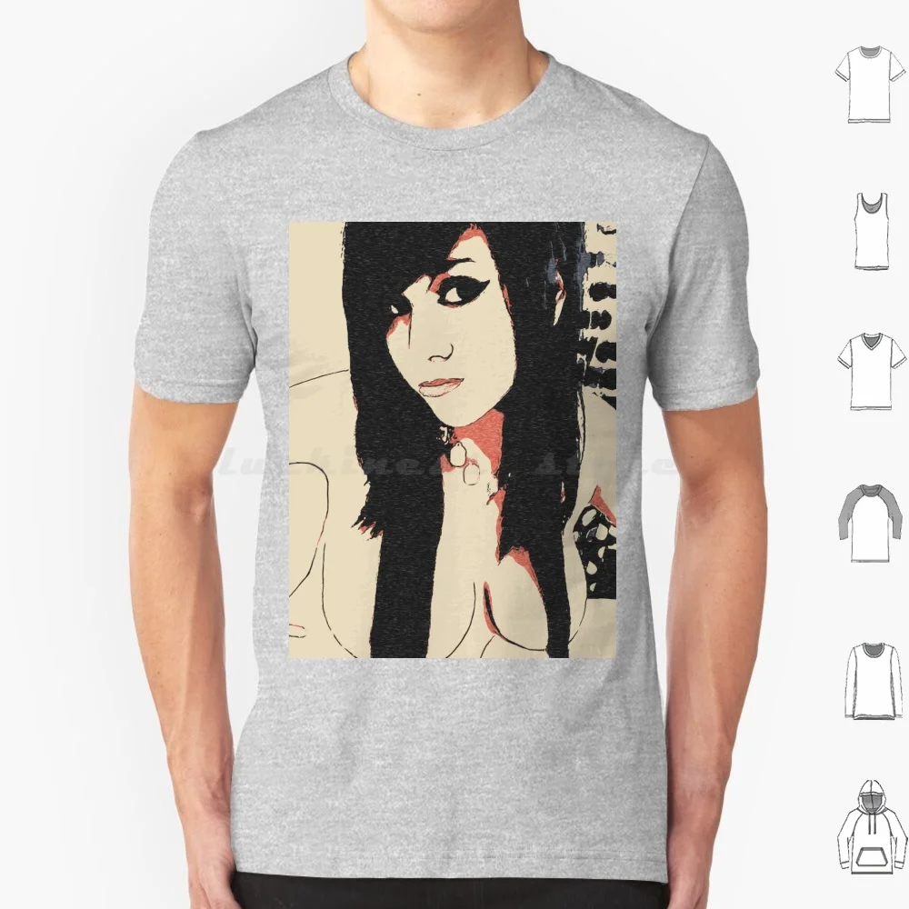 Sexy Goth , Brunette Girl Glamour Posing , Seducing , Tease T Shirt Cotton Men Women DIY Print Posing Girl Sexy Hot Dark Hair