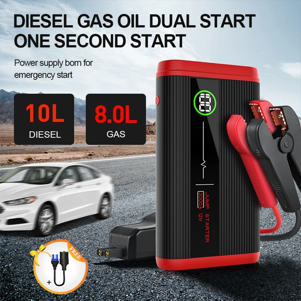 Portable 20000mAh Car Battery Jump Starter Power Bank 3000A USB Fast Charger With LED 12V Emergency Booster Articles For Cars