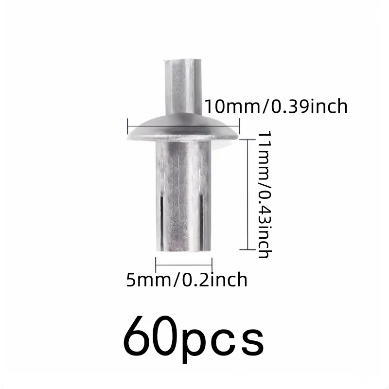 60 pcs 5*11mm Metal Drive Fasteners for Daily DIY Projects, Rust Resistant Metal, No Special Tools Required