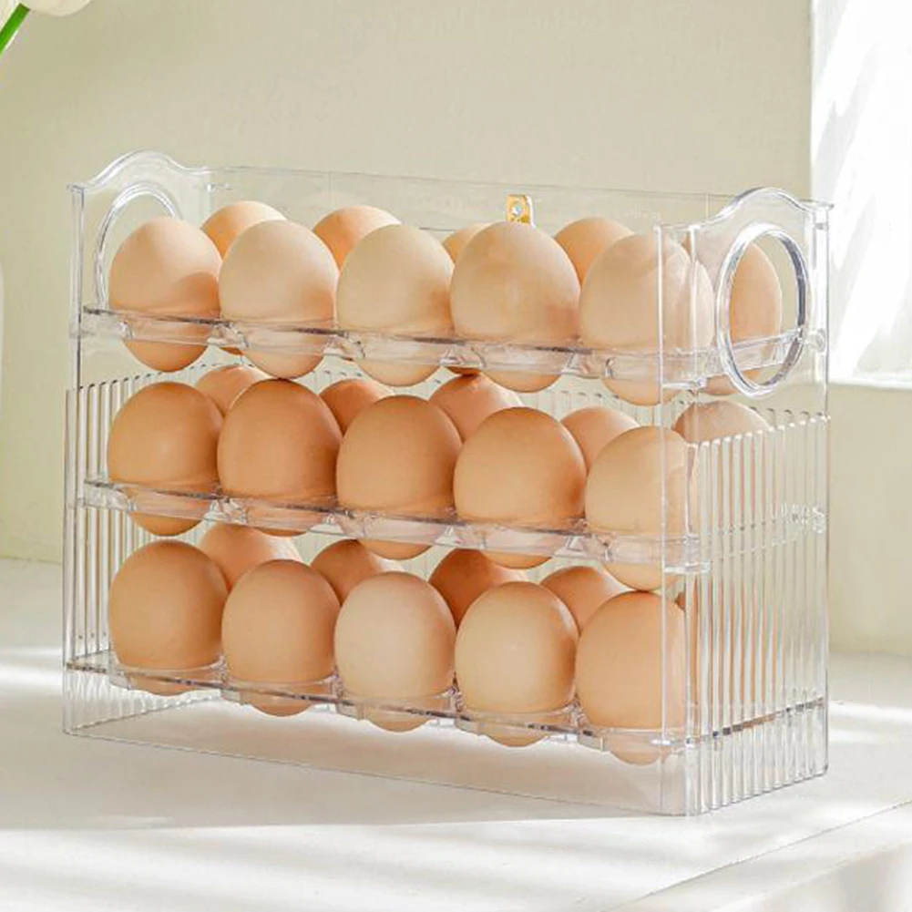 30 Grids Egg Storage Box Chicken Egg Storage Container with Handle Egg Tray Organizer Household Egg Holder for Refrigerator