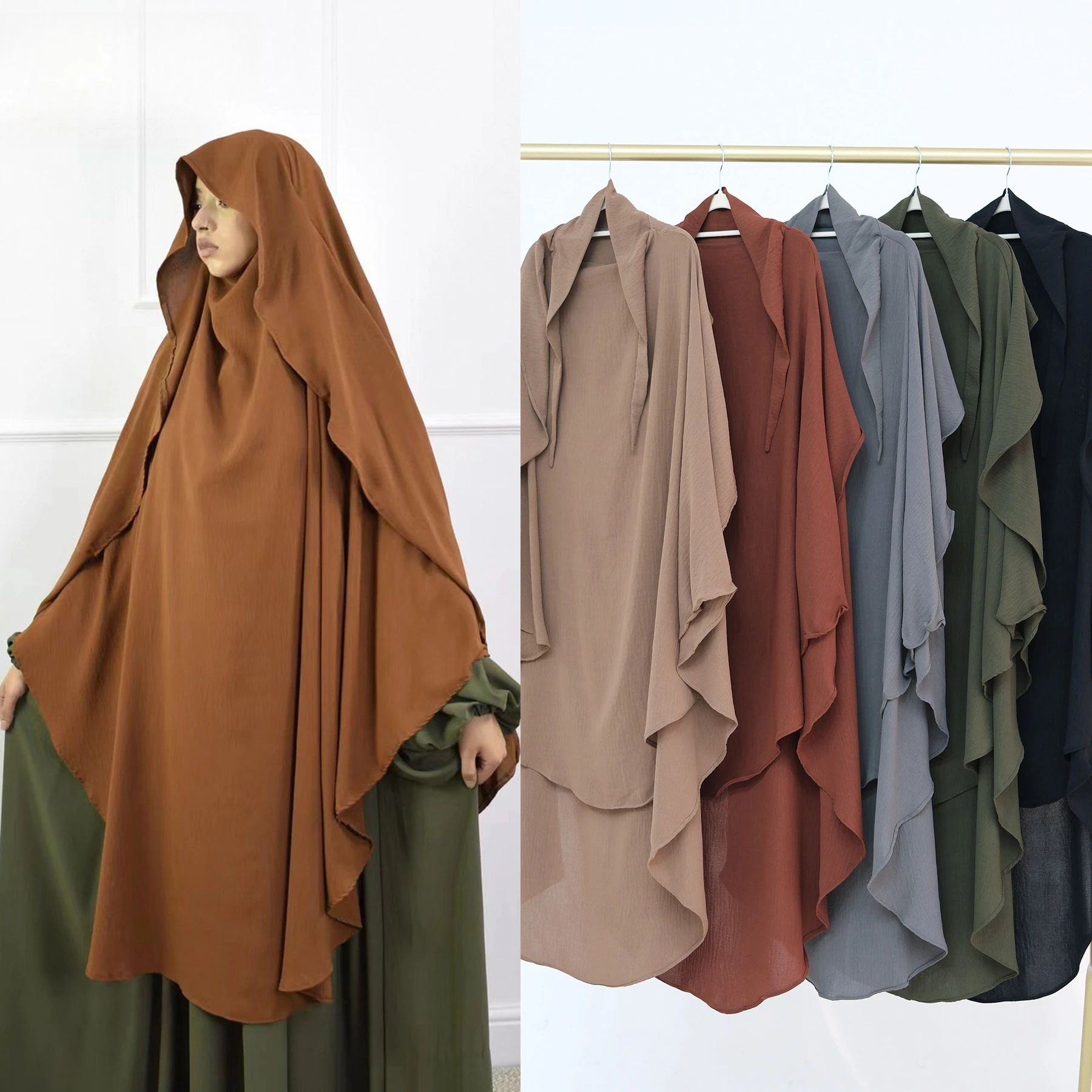 

Long Sleeve Islamic Abaya Coat for Women Turkish Style Embroidered Wave Hem Cardigan Loose Fit Muslim Outerwear