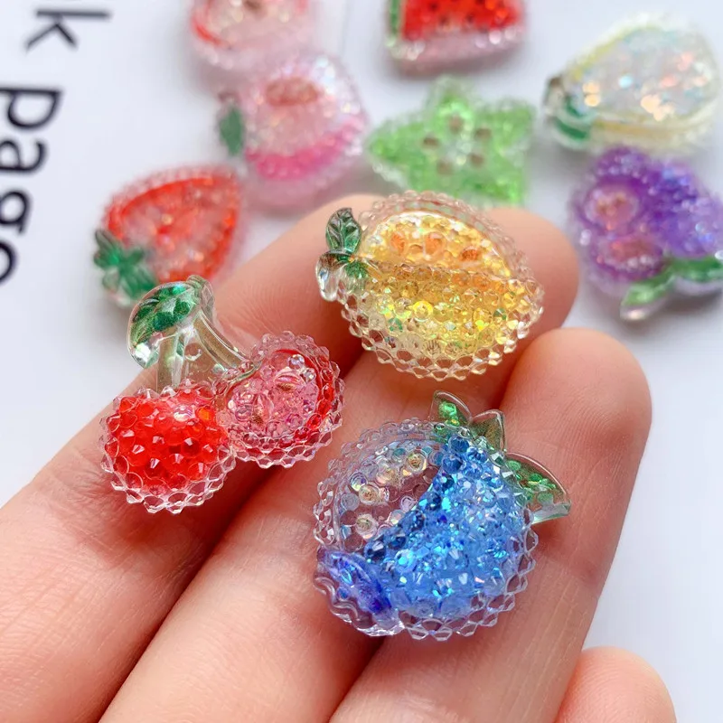 10Pcs Transparent Bright Slice Fruit Resin DIY Shoes Hat Icebox Barrette Mobile Phone Case Scrapbook Cream Glue Flat Back Resin