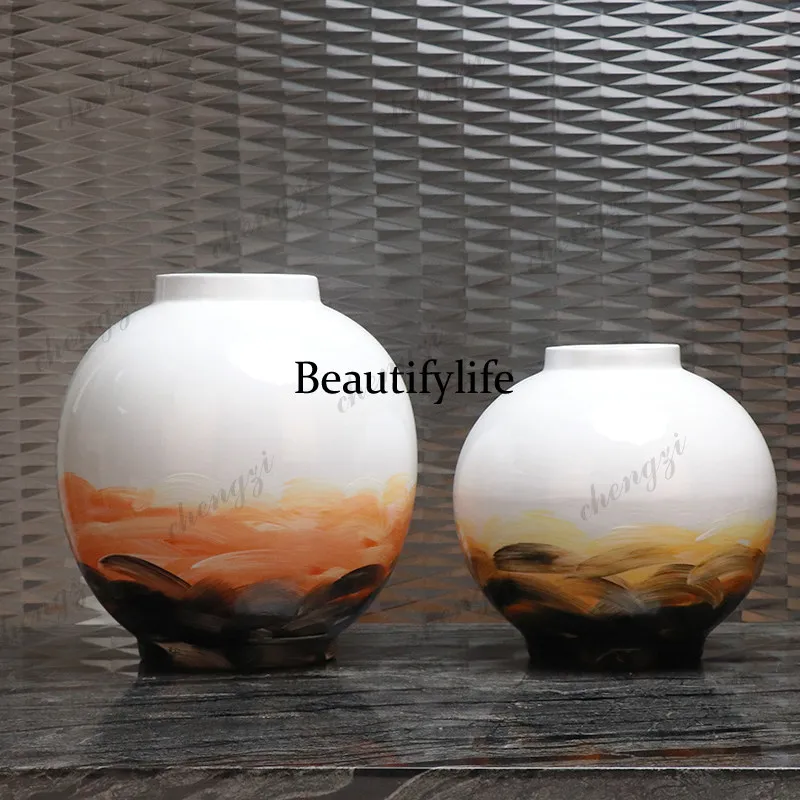 Modern new Chinese style, ceramic vase simple living room wine cabinet decoration ornament