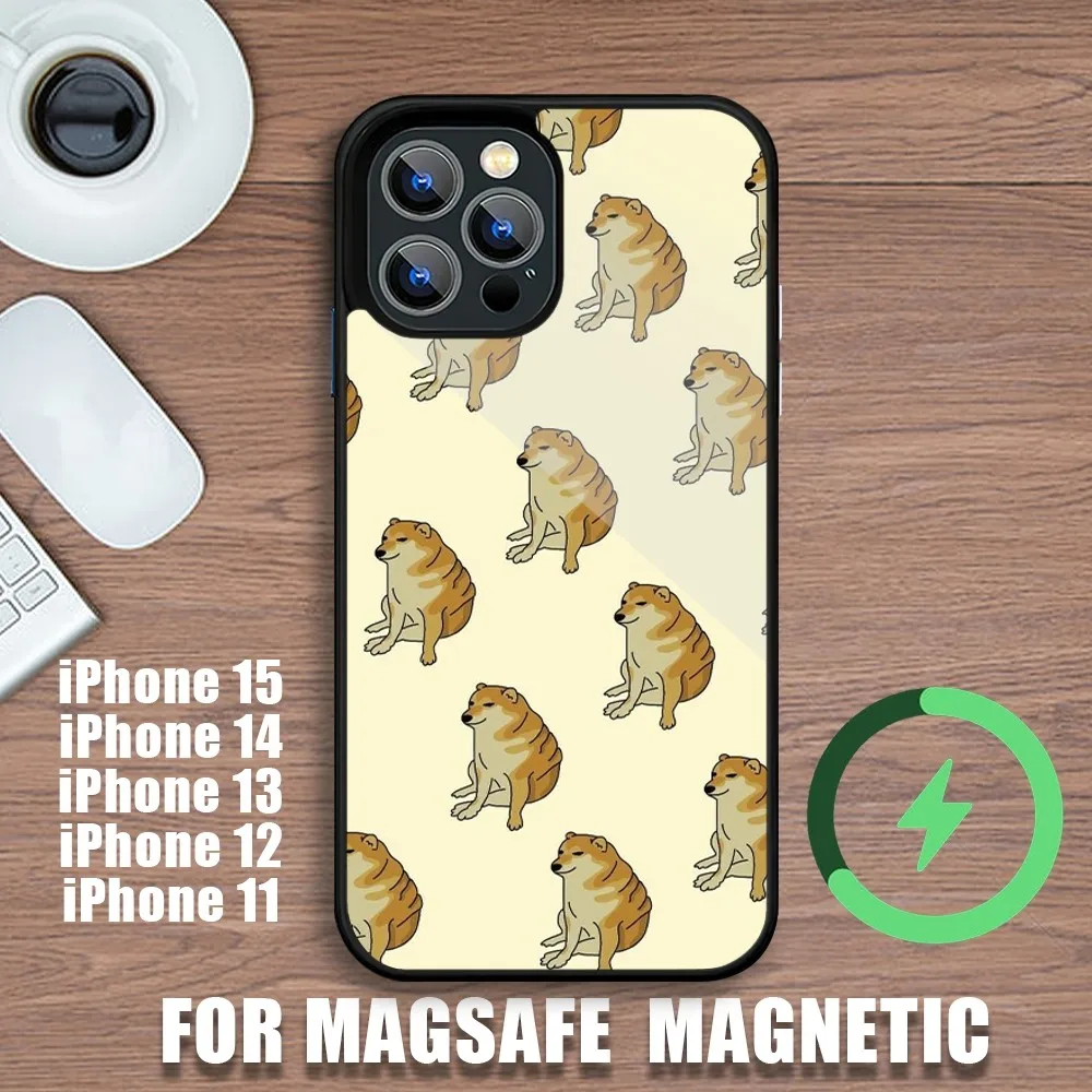 Dog Animal cute funny  Cheems Phone Case For iPhone 11 12 13 14 15 Plus Pro Max Charging Magsafe Magnetic Wireless Cover