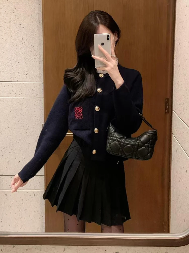 

Luxury Knitted Cardigan Coat with Lace Trim in Small Fraance Sle for Women Autumn New Arrival Polyester Fiber Long Sve