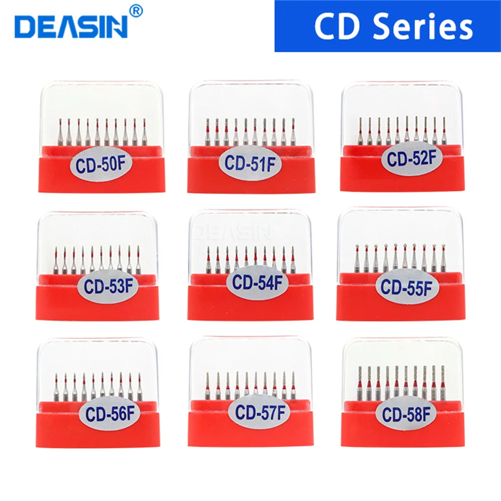 CD Series 10pcs/box Dental Diamond Burs for High Speed Handpieces 1.6mm Extra Coarse Diamond Dentist Grinding Tools