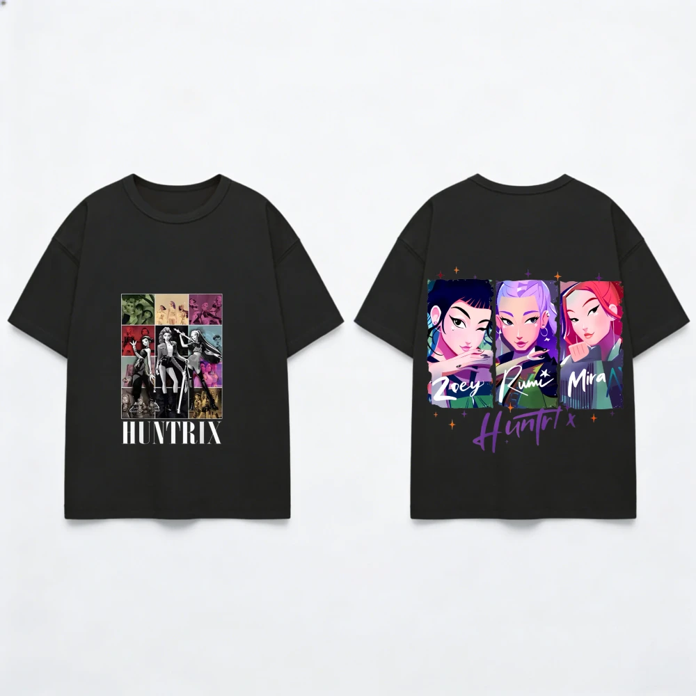 الرضع بنين بنات ملابس Huntrix KPOP شيطان الصيادين طباعة الاطفال قصيرة الأكمام بلايز الرياضة ملابس يومية 2025 الصيف قصيرة الأكمام تيز