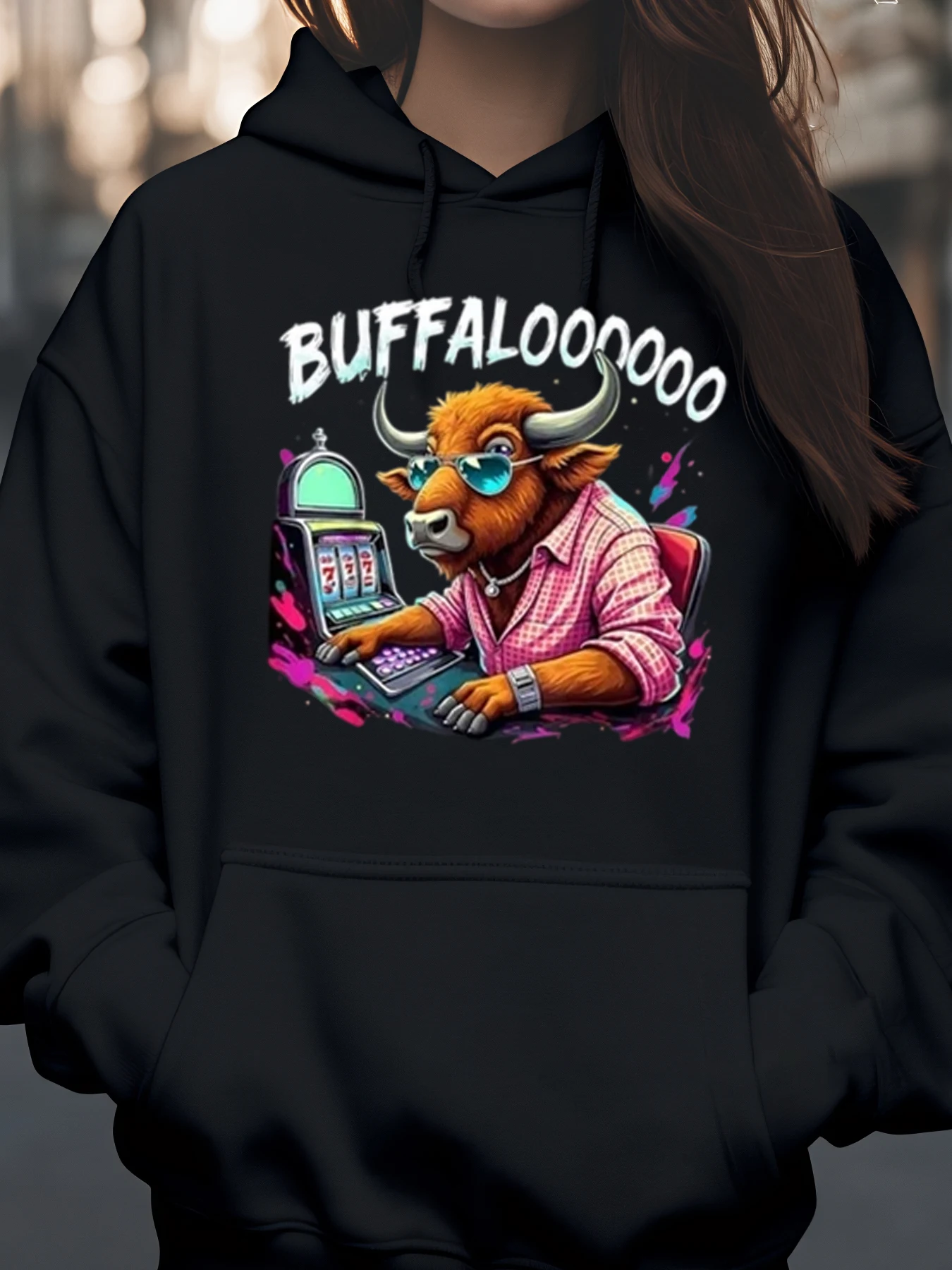 

Толстовка с принтом Buffaloooo Bull Casino Gaming, одежда для вечеринок на Хэллоуин, уличная одежда унисекс