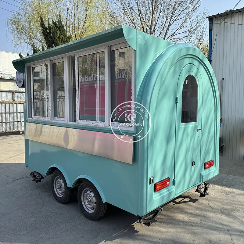 

Custom Concession Round Roof Hot Dog Mobile Kitchen Trailer Fully Equipped Mobile Ice Cream Food Cart for Sale