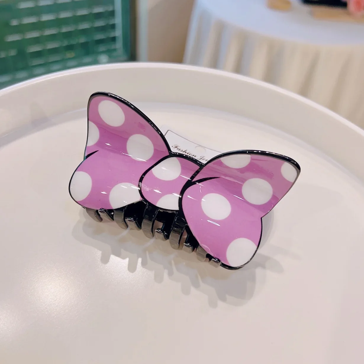 YHJ Cartoon Bowknot Hair Claw Acetate Claw Clip for Girls Popular Catches Princess Crab Hair Clip Fashion Hair Accessories