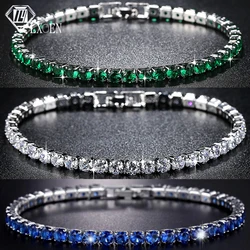 LXOEN Luxury Tennis Bracelets for Women Simple Round Crystal Gold Color Bangle Chain Wedding Girl Gift Jewelry Gift