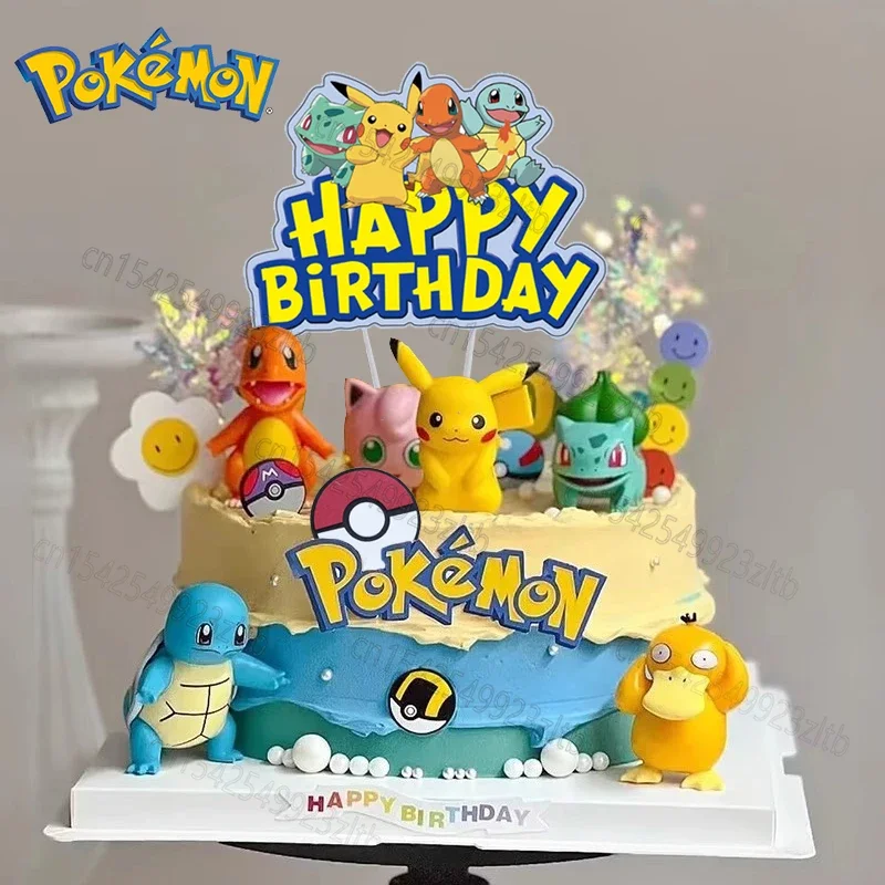 13Pcs/Set Pokémon Cake Topper Anime Pikachued Figure Toy Set Party Happy Birthday Cake Decoration Supplies Ornament Kid Boy Gift