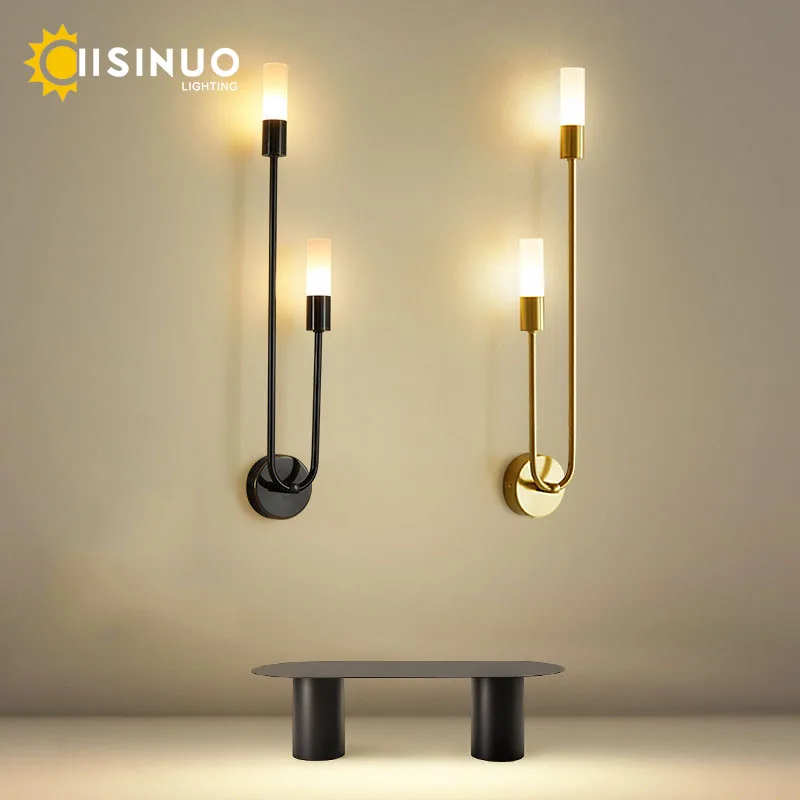 Modern Wall Lamps Indoor Wall Sconces G9 Gold Black Light Fixture Minimalist Candle Lighting for Bedroom Stairway Balcony Decora