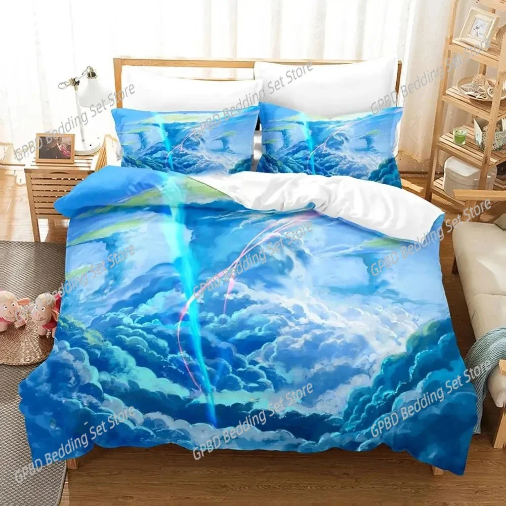 

Anime Weathering with You Bedding Set Duvet Cover Bed Set Quilt Cover Pillowcase Comforter king Queen Size Boys Adult Bedding