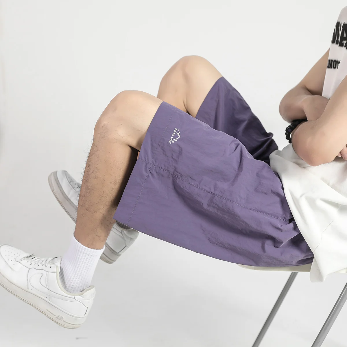 

Мужские шорты Purple Dopane с вышивкой, из ледяного шелка, быстросохнущие, летние, тонкие, для американского баскетбола, пляжа, водных видов спорта, повседневные брюки