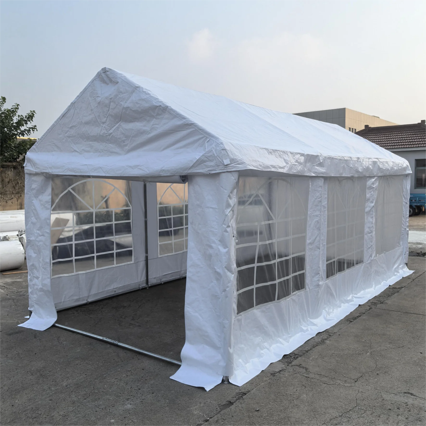 Outdoor Custom Event Party Tent 10 X 20 (White PE Cover & Steel Frame Straight Bracing With Ground Bar)