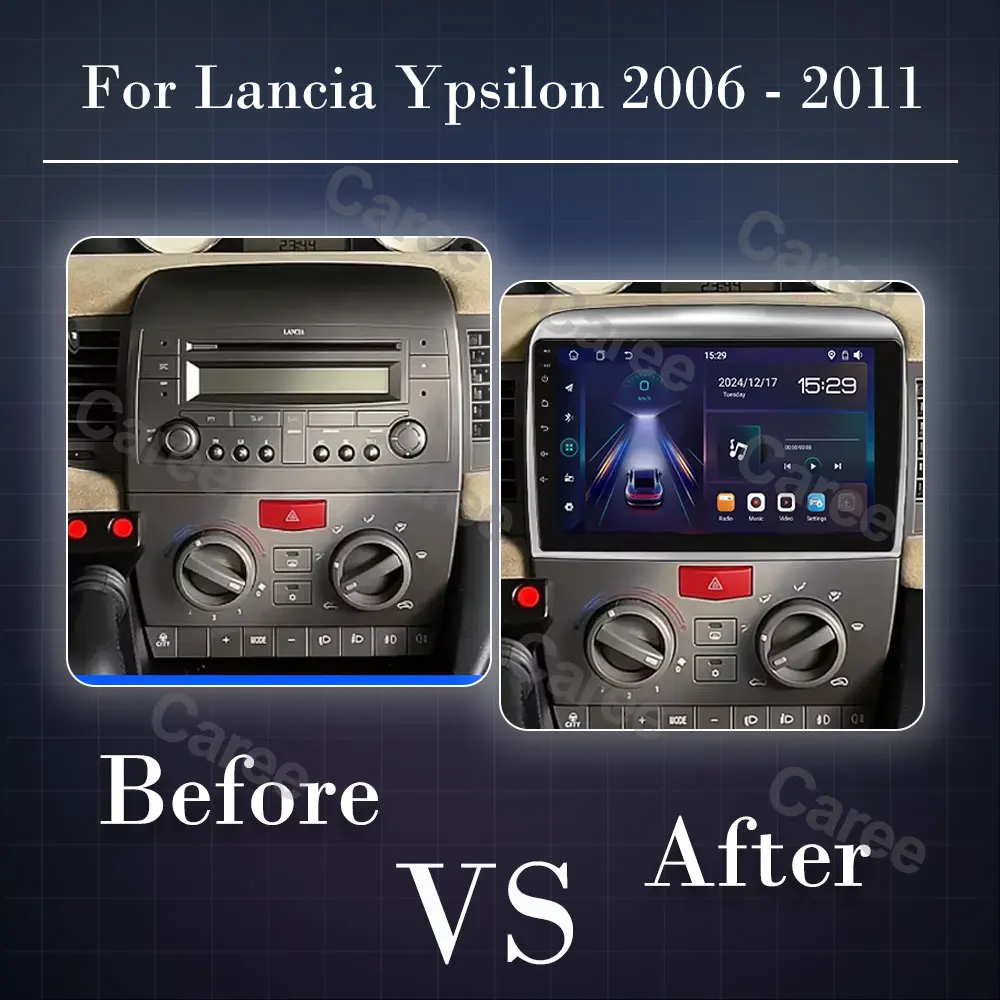 Carplay لـ Lancia Ypsilon 2006 - 2011 أندرويد 15 أندرويد السيارات الوسائط المتعددة مشغل السيارة شاشة الملاحة راديو GPS واي فاي DVD QLED #1