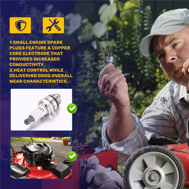 

A88Z 10Pcs Mini Lawn Mower Spark-Plug L7tc Br2lm For Briggs Stratton Motors 55Mmx22mm
