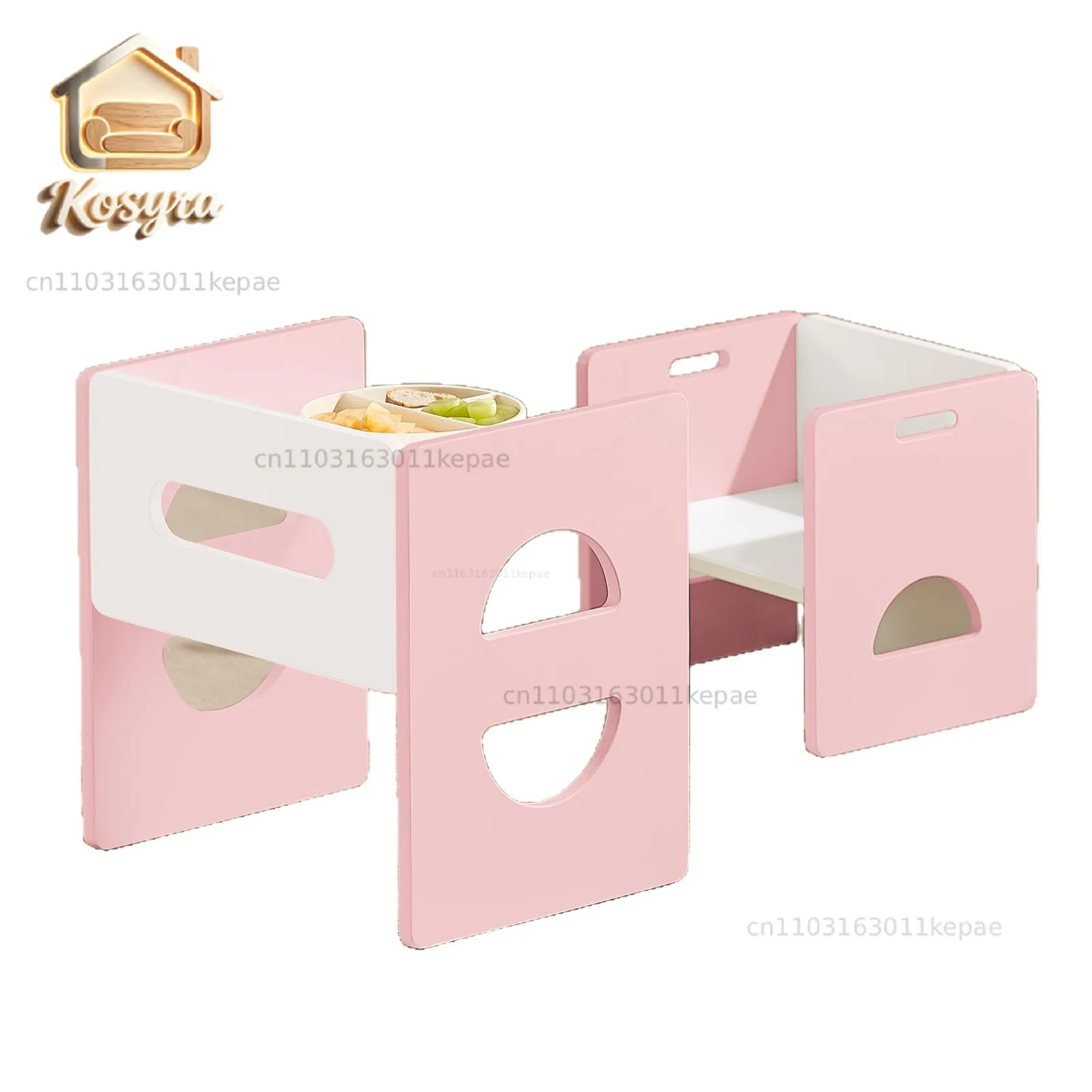 

Cross-border children's multi-functional tables and chairs, pink solid wood baby study table can be used as toy storage table